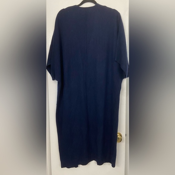 CRUSH. Cashmere Short Sleeve Duster Cardigan Navy Blue Size Small - Picture 2 of 5